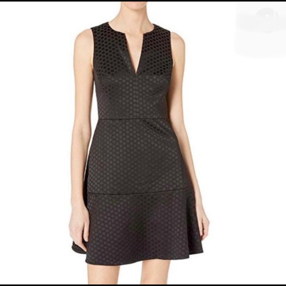 kate spade Black Textured Sleeveless Midi Dress